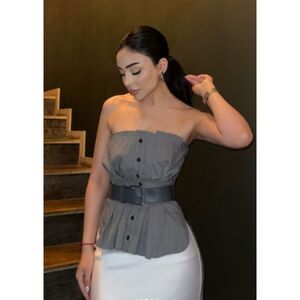 ZARA BELTED STRAPLESS TOP